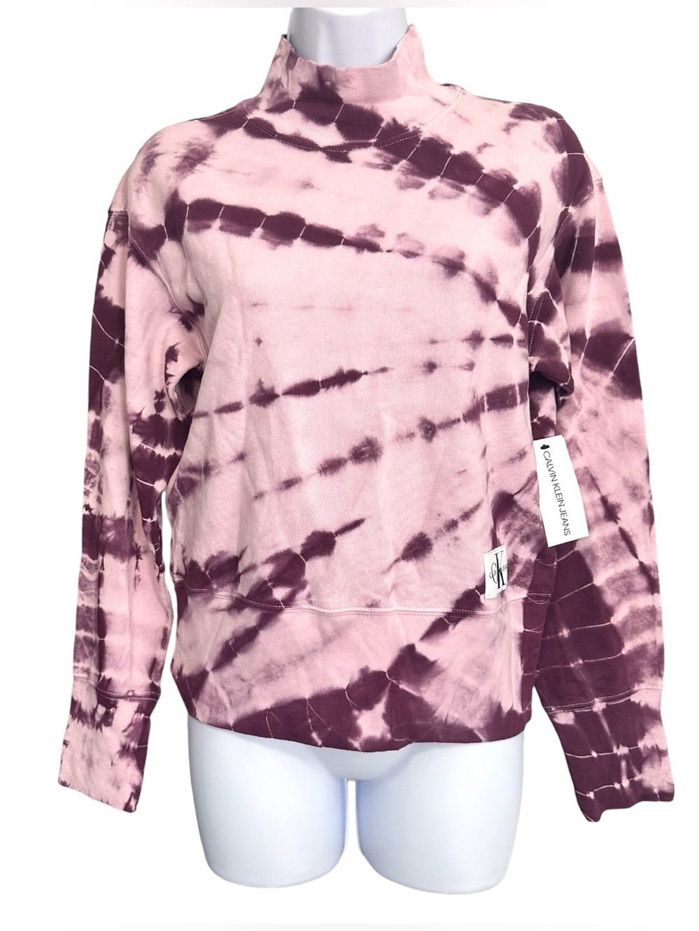 🩷Calvin Klein Jeans Tie-Dyed Mock Neck Sweatshirt Size XS NWT